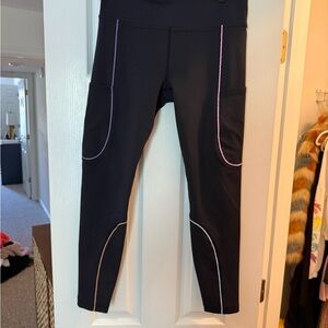 Outdoor Voices Black Leggings with Purple Accents